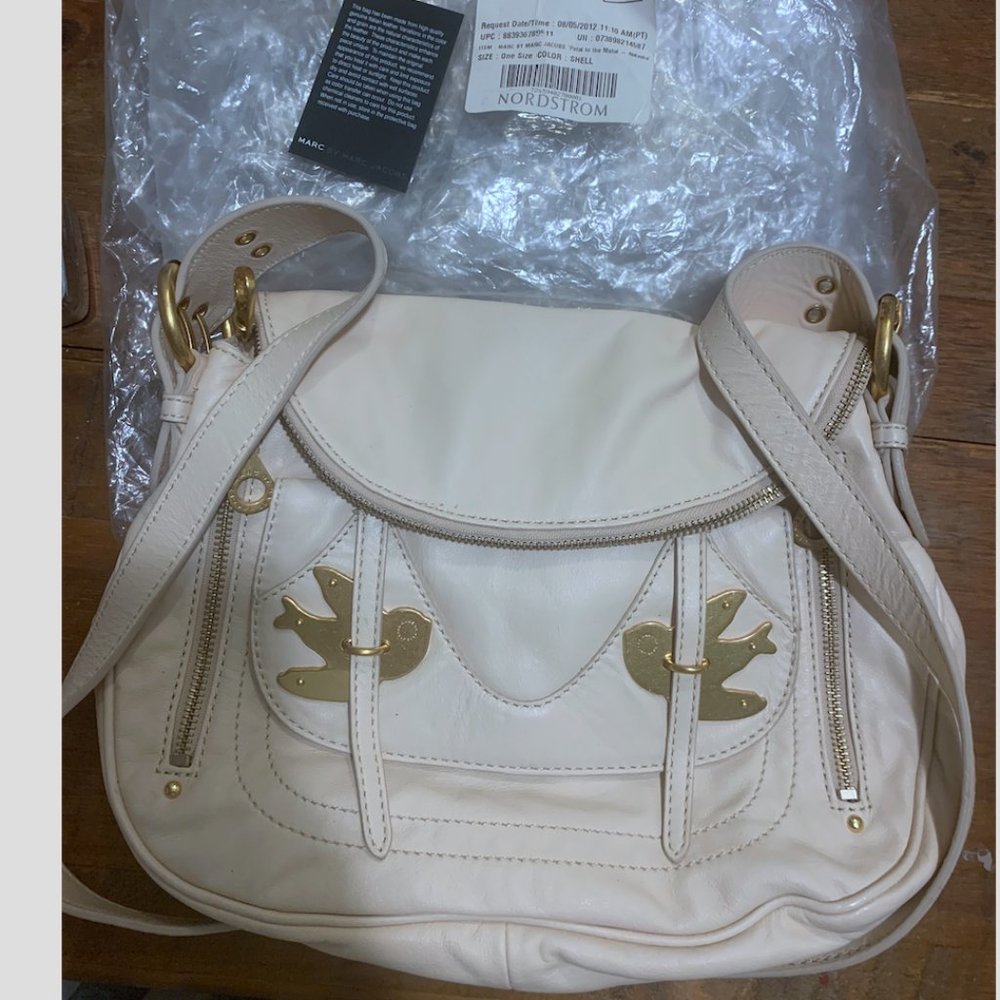 NWT MARC JACOBS Bird Petal to the Metal Natasha Crossbody Bag in Cream/Shell